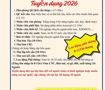 công ty thép Minh Trị tuyển dụng