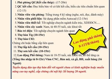 công ty thép Minh Trị tuyển dụng